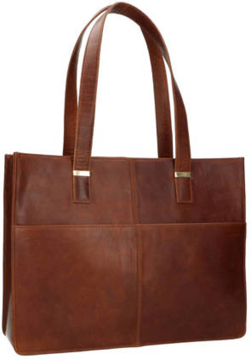 Manfield leren shopper cognac