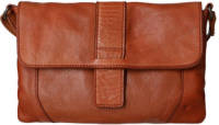 Manfield leren crossbody tas cognac