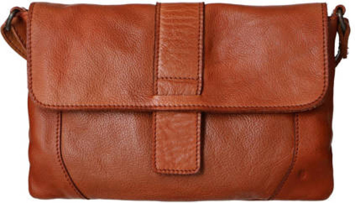 Manfield leren crossbody tas cognac