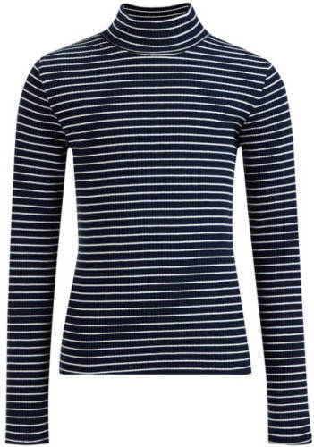 WE Fashion gestreepte top donkerblauw/wit