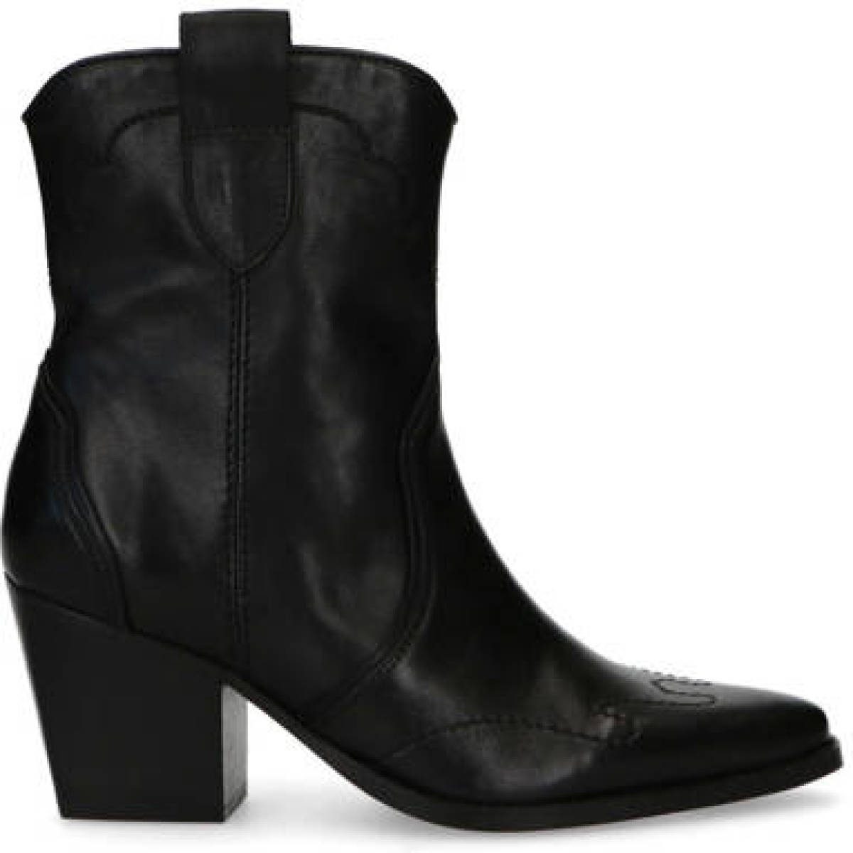 Manfield leren cowboylaarzen zwart