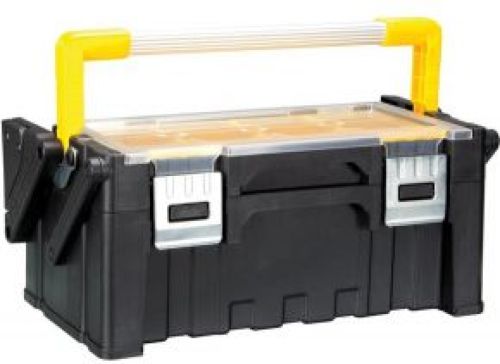 Perel gereedschapskoffer kunststof met aluminium sloten zwart/geel