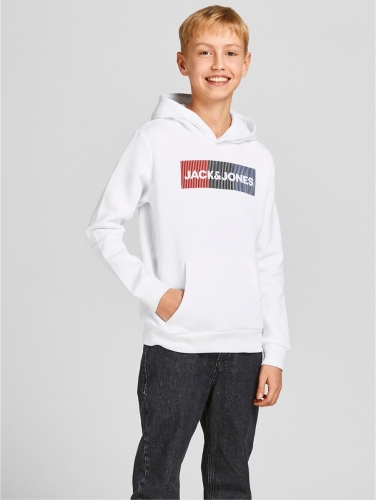 Jack & Jones JUNIOR hoodie JJECORP met logo wit