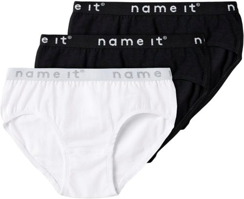 NAME IT KIDS slip - set van 3 wit/zwart