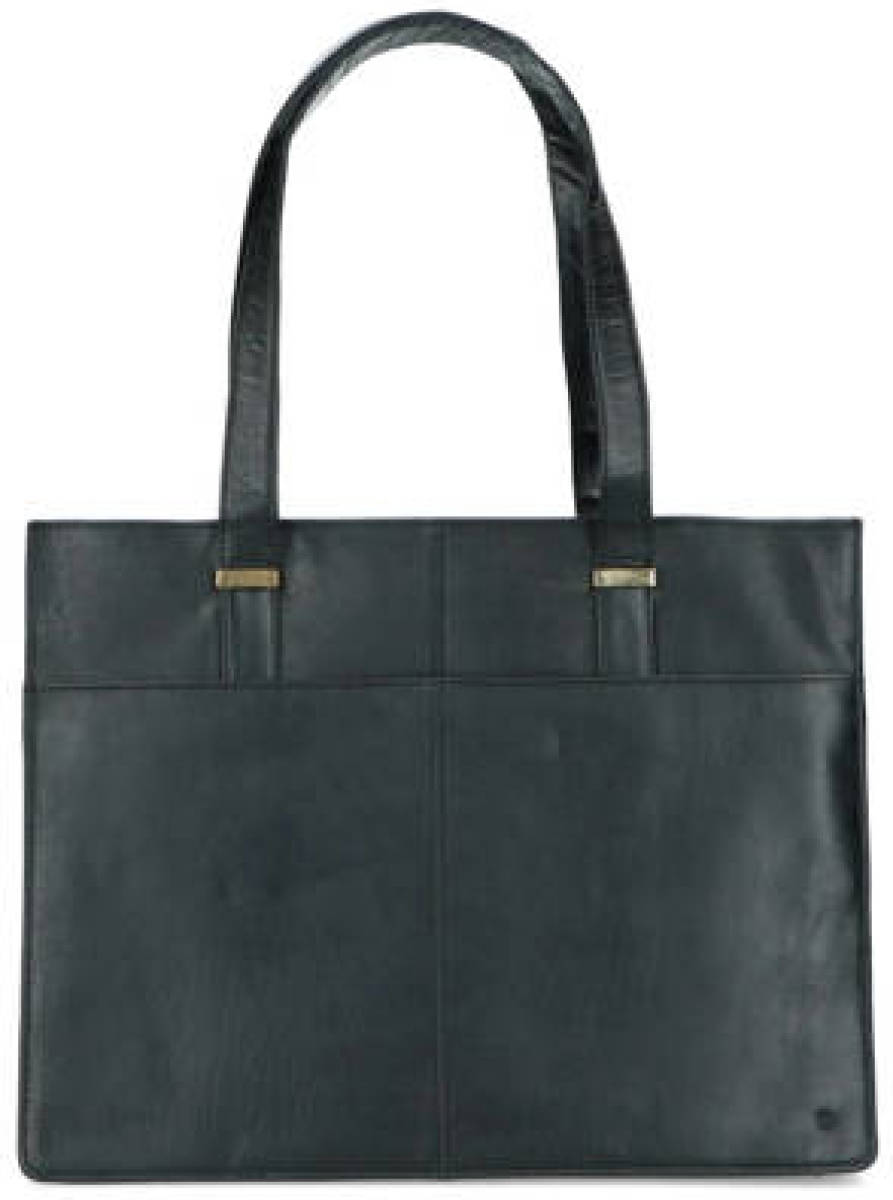 Manfield leren shopper zwart