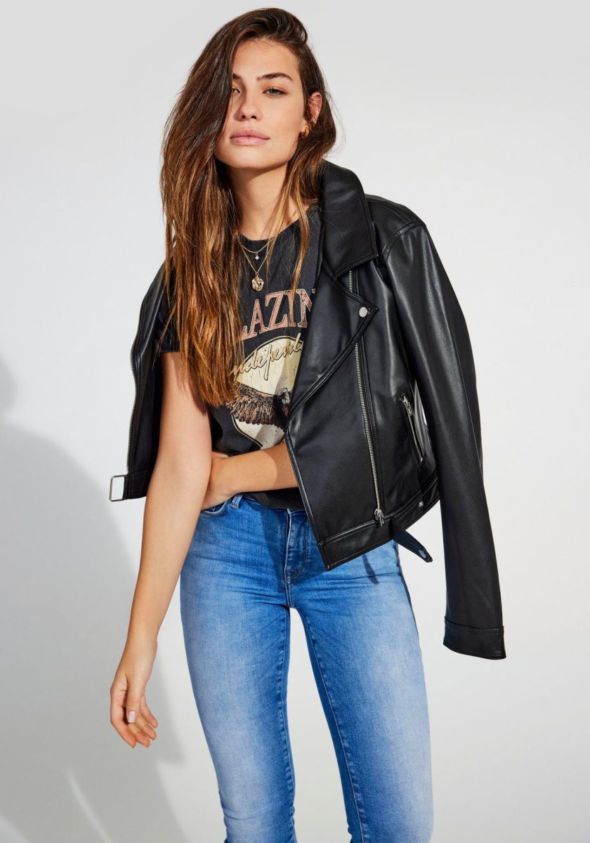 Only imitatieleren bikerjack ONLBEST zwart