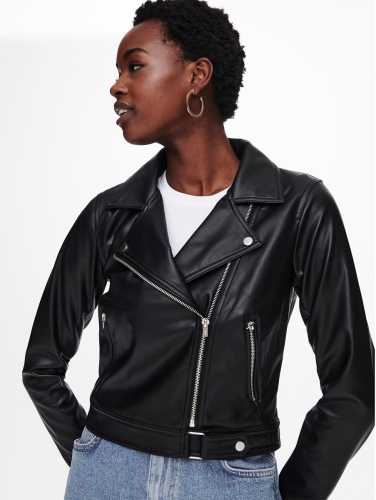 Only imitatieleren bikerjack ONLBEST zwart