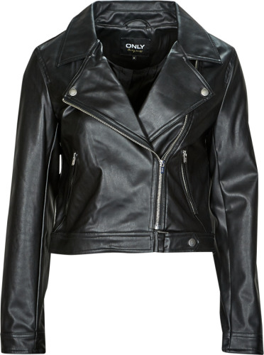 Only imitatieleren bikerjack ONLBEST zwart