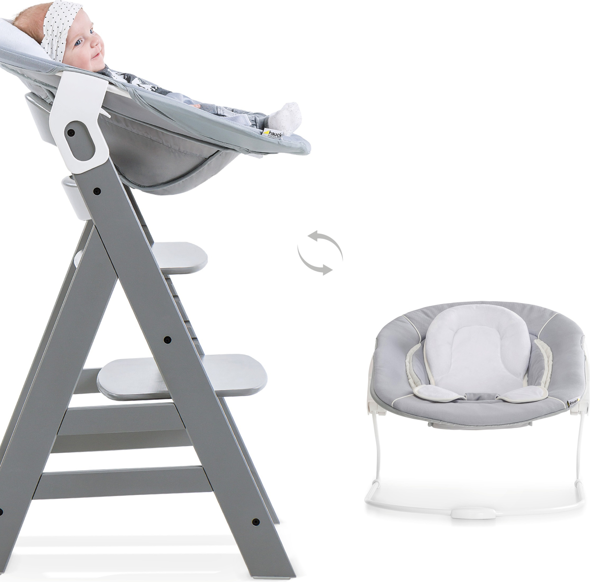 Kinderstoel Hauck Alpha+ Grey + Newborn Set Stretch Grey