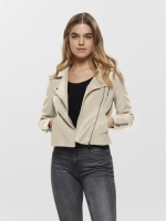 Only imitatieleren bikerjack ONLGEMMA beige