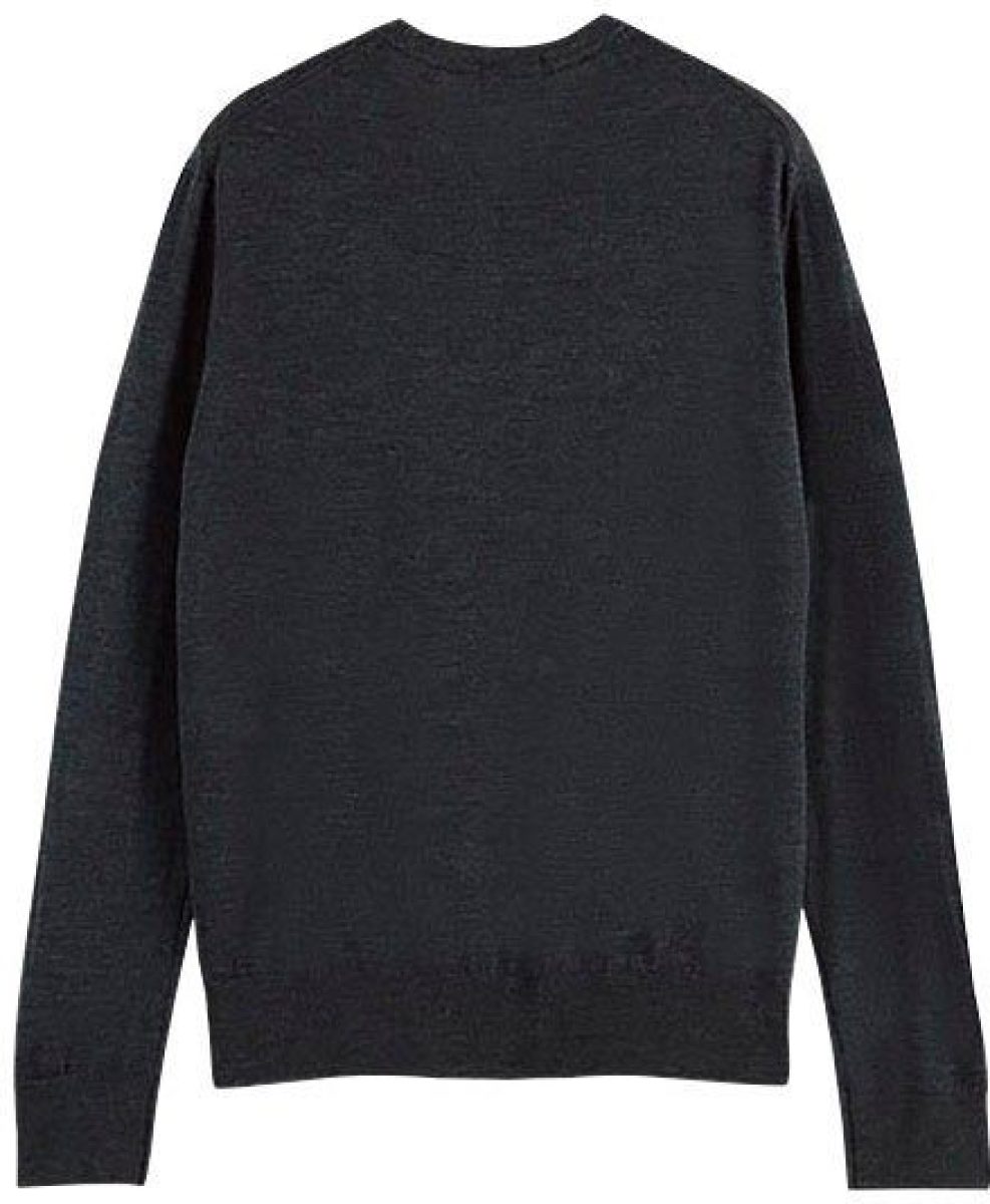 Scotch & Soda fijngebreide trui van merinowol graphite melange