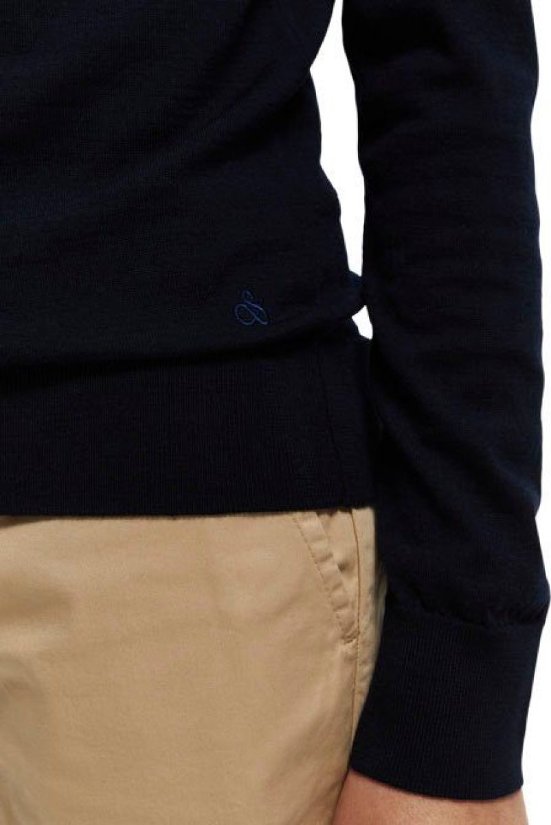 Scotch & Soda fijngebreide trui van merinowol night