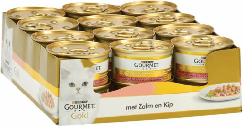 24x Gourmet Gold Fijne Hapjes Zalm - Kip 85 gr