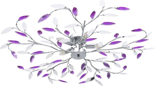 VidaXL Plafondlamp met acryl kristallen bladarmen voor 5xE14 paars