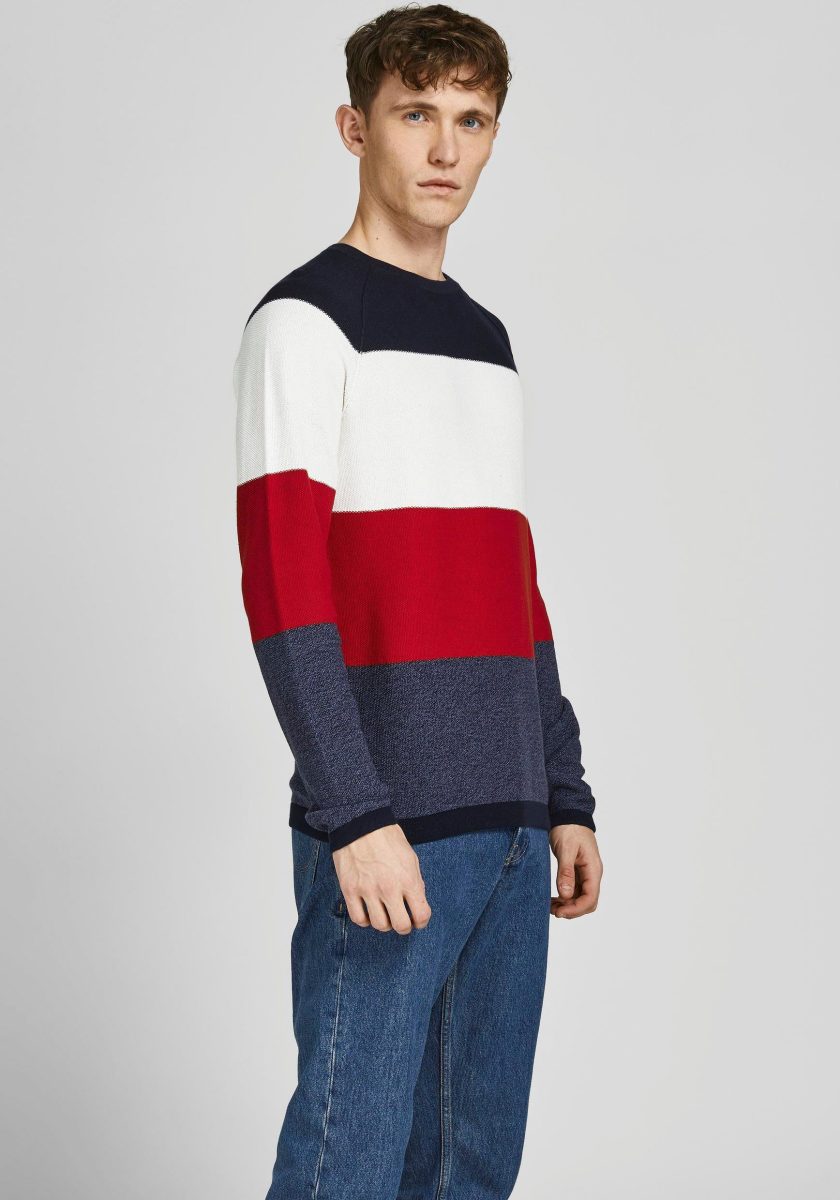 Jack & Jones ESSENTIALS fijngebreide trui JJEGUSTAV true red