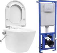 VidaXL Hangend toilet randloos met verborgen stortbak keramiek wit
