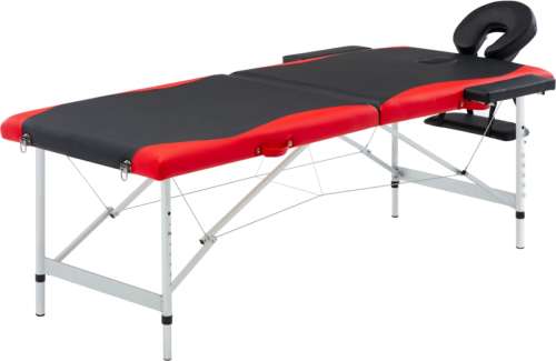 VidaXL Massagetafel inklapbaar 2 zones aluminium zwart en rood