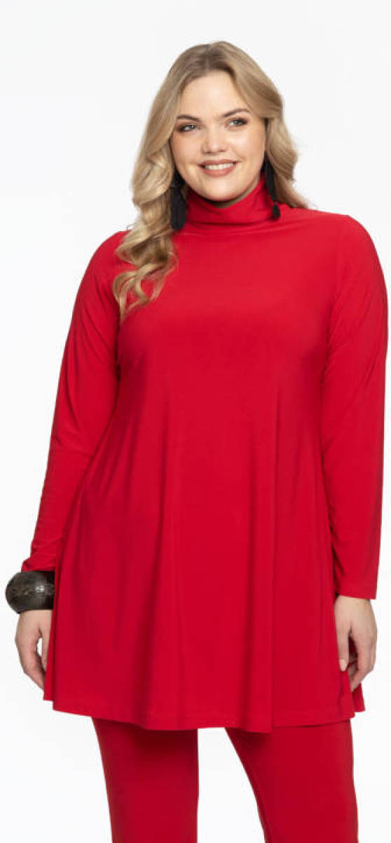 Yoek tuniek van travelstof DOLCE rood