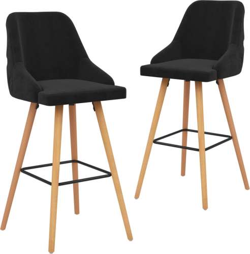 VidaXL Barstoelen 2 st fluweel zwart