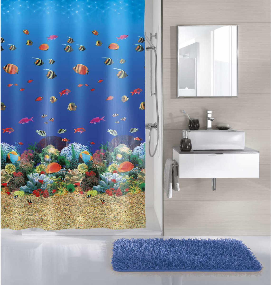 Kleine Wolke Douchegordijn Malediven 180x200 cm meerkleurig