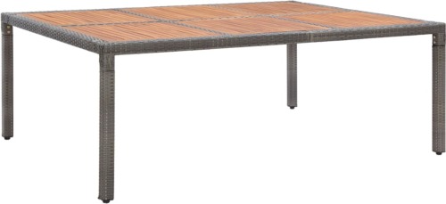 VidaXL Tuintafel 200x150x74 cm poly rattan en massief acaciahout grijs