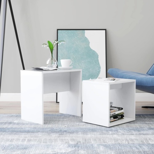 VidaXL Salontafelset 48x30x45 cm spaanplaat wit