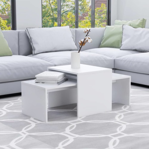 VidaXL Salontafelset 100x48x40 cm spaanplaat wit