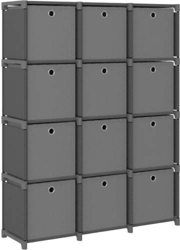 VidaXL Kast met 12 vakken met boxen 103x30x141 cm stof grijs