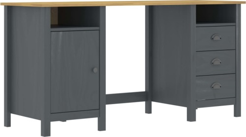 VidaXL Bureau Hill Range 150x50x74 cm massief grenenhout grijs