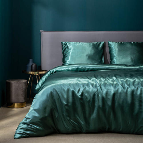 Fresh & Co Dekbedovertrek Silk Satin - Flessengroen Lits-jumeaux (240 x 220 cm + 2 kussenslopen)