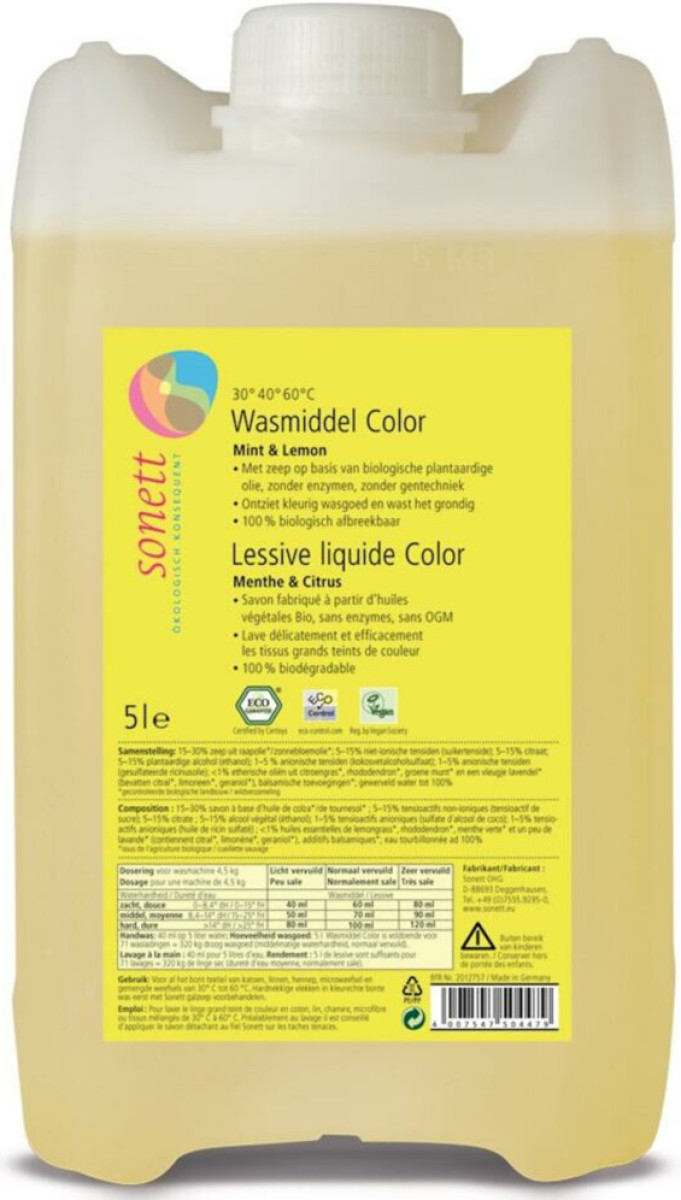 Sonett Wasmiddel Vloeibaar Color 5000 ml