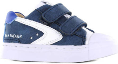 Shoesme SH22S015-B leren sneakers blauw/wit