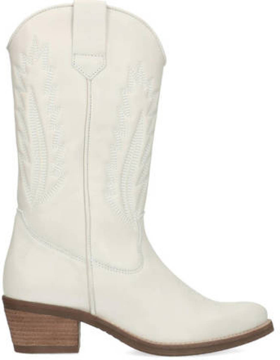 Manfield leren cowboylaarzen wit