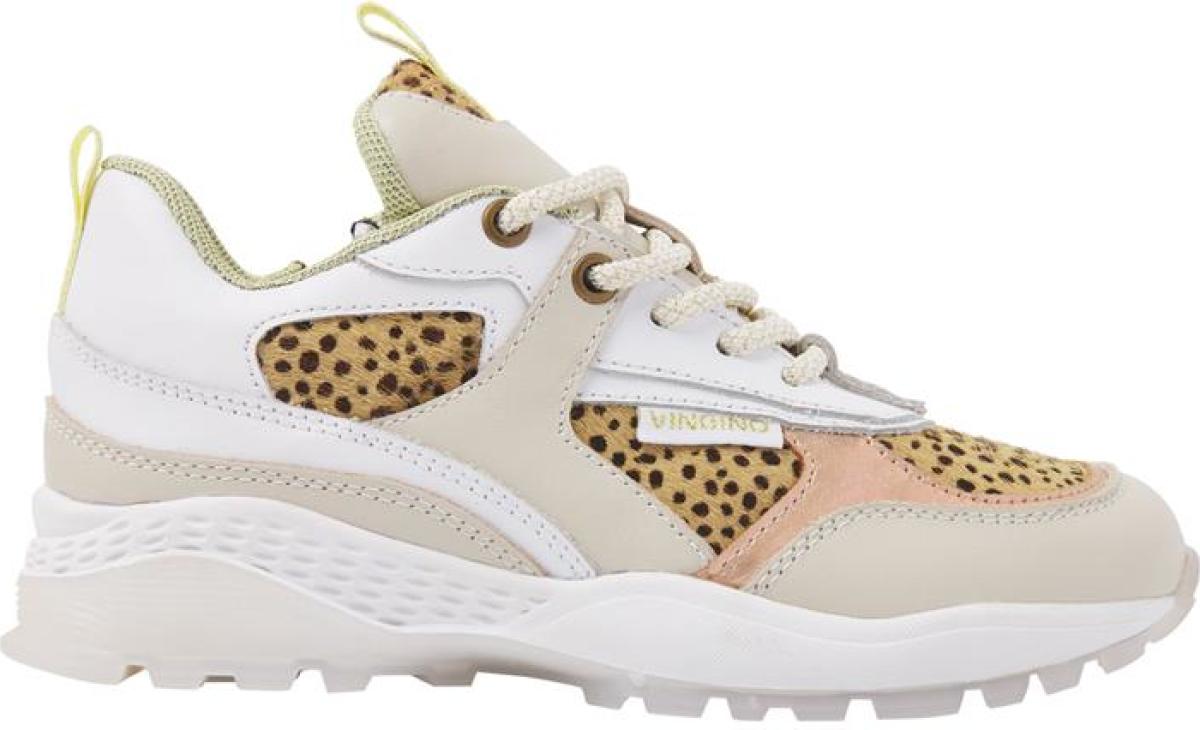 Vingino Mandy II leren sneakers met dierenprint beige/multi