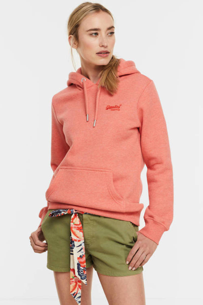 Superdry hoodie met logo koraal
