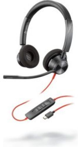 Poly Blackwire 3320 Headset Hoofdband Zwart, Rood