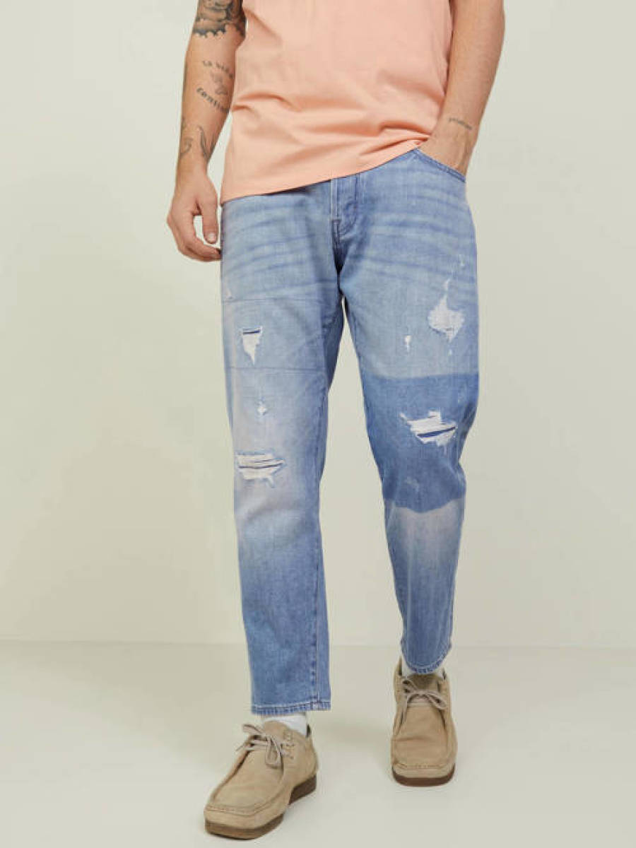 Jack & Jones JEANS INTELLIGENCE tapered fit jeans JJIFRANK LEEN ge 505 blue denim