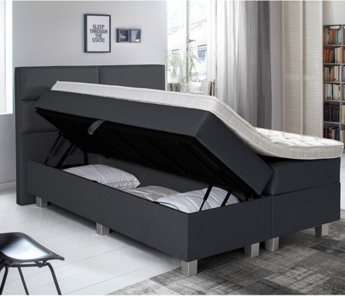Dekbed Discounter Pocketveren Boxspring Met Opbergruimte - Quatro 140 x 200 cm, Topperkeuze: Standaard Comfort Topper, Montage: Exclusief Montage