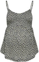 ONLY MATERNITY gebloemde zwangerschapsspaghettitop OLMPELLA zwart/wit