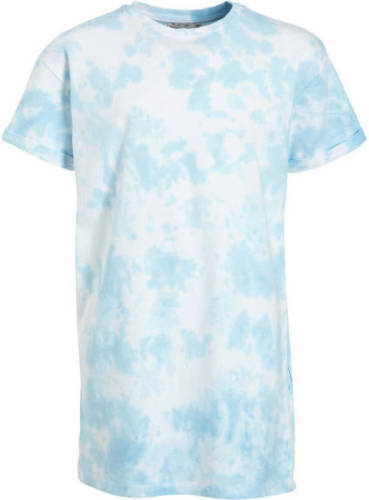 little PIECES tie-dye T-shirtjurk LPTIA lichtblauw/wit
