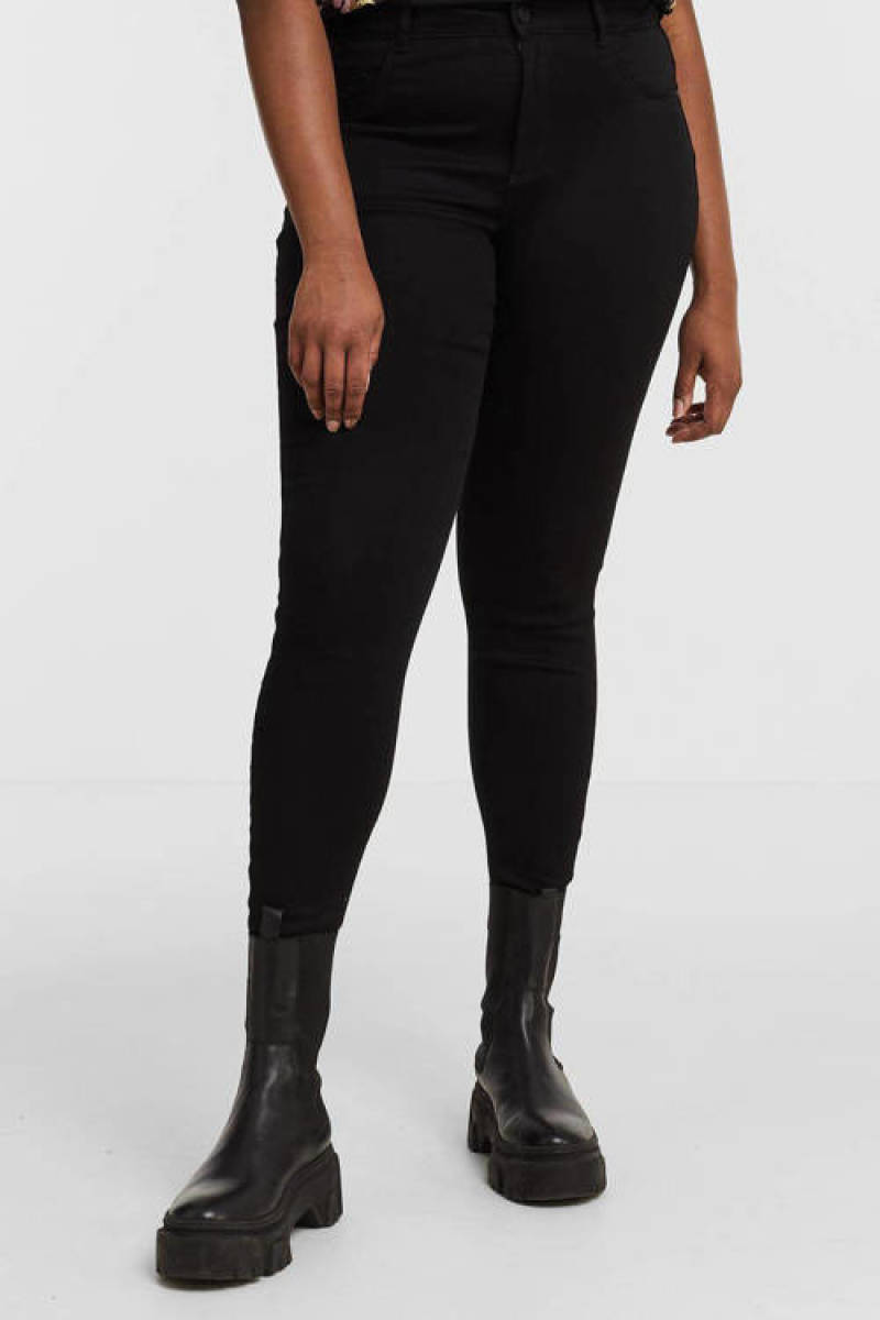 NOISY MAY Curve high waist skinny fit jeans NMCALLIE zwart