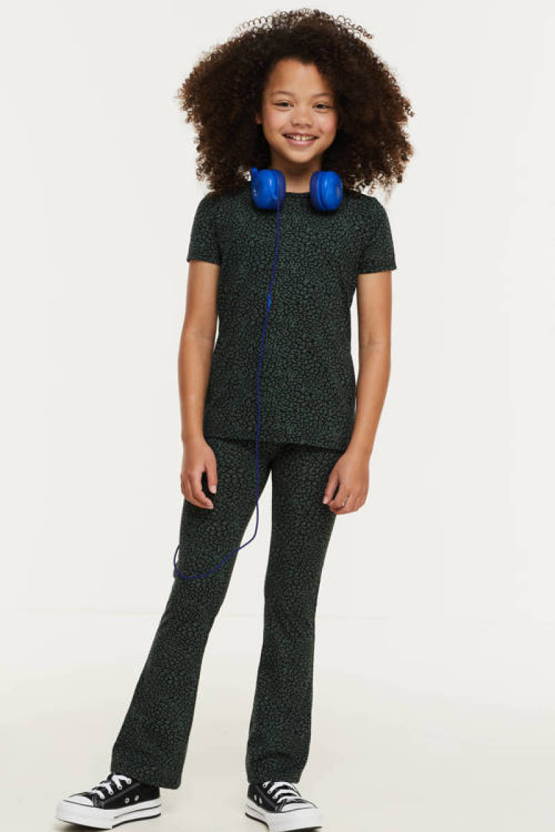 anytime T-shirt met dierenprint khaki/zwart