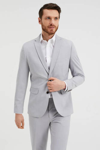 WE Fashion slim fit colbert light grey melange