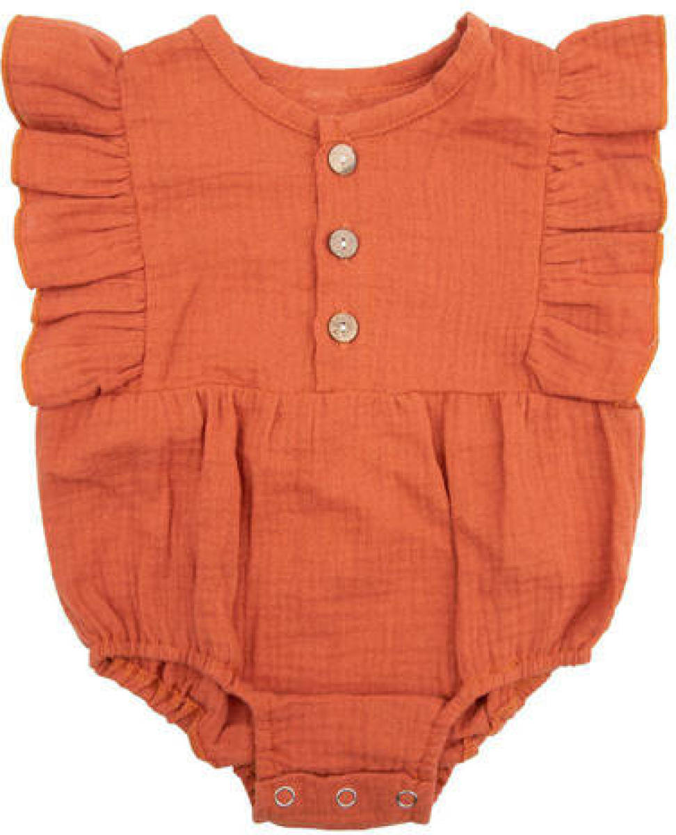 Little Indians romper met ruches oranje