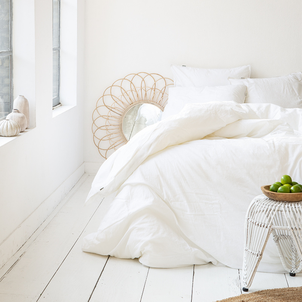 Manilla Stone Washed - Wit 1-persoons (140 x 200/220 cm + 1 kussensloop)
