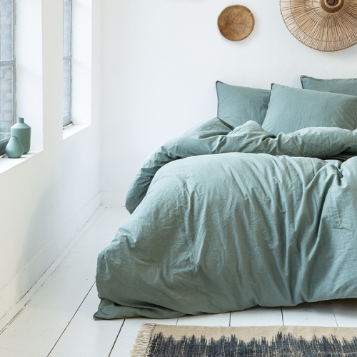 Manilla Stone Washed - Groen 2-persoons (200 x 200/220 cm + 2 kussenslopen)