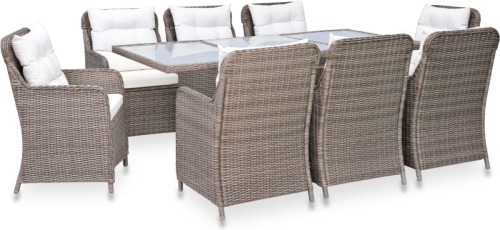 VidaXL 9-delige Tuinset poly rattan bruin