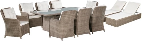 VidaXL 11-delige Tuinset poly rattan bruin