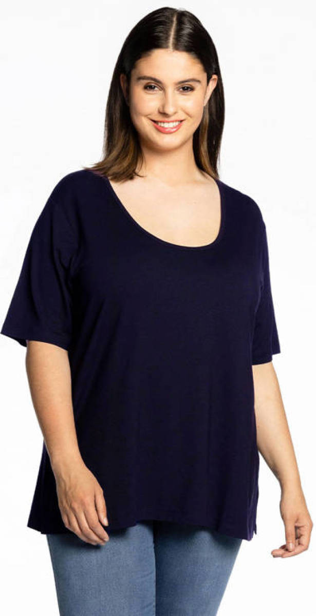 Yoek basic jersey A-lijn T-shirt VISCOSE donkerblauw