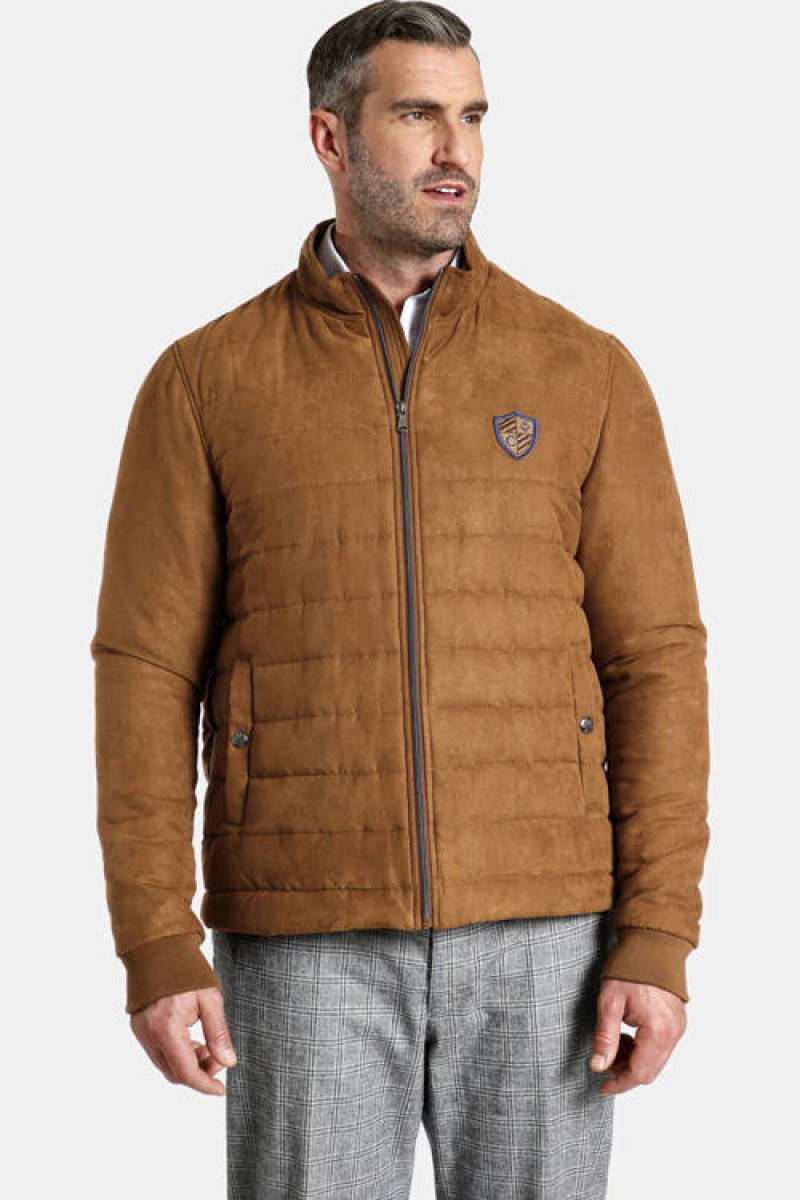 Charles Colby gewatteerde jas SIR LAWRENCE Plus Size bruin